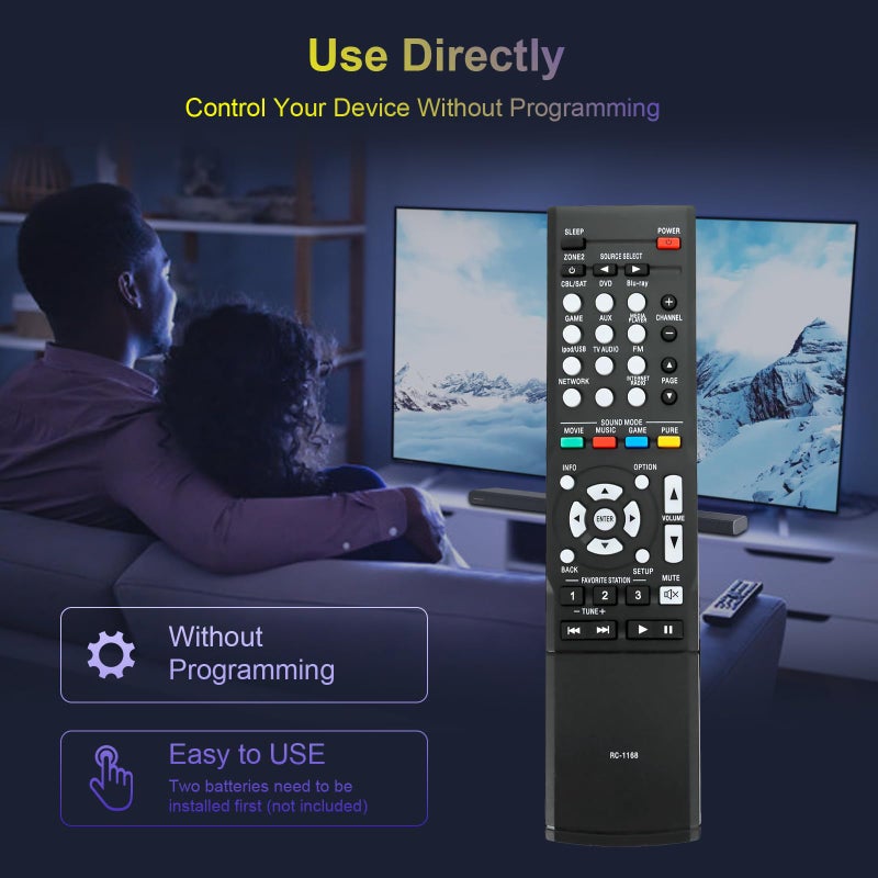AULCMEET جهاز تحكم عن بُعد RC-1168 بديل متوافق مع جهاز استقبال Denon AV RC-1181 RC-1196 AVR-E300 AVR-E300P AVR-1612 AVR-1613 AVR-1713 AVR-E400 AVR-S710W AVR-X1100W AVR-S500BT RC-1170 RC-1183 RC-1157 RC-1156 - Image 4